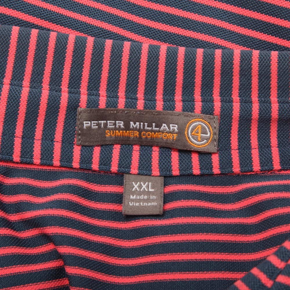 Peter Millar Summer Comfort Polo Shirt Mens XXL Red Navy Striped St Clair CC - Picture 5 of 12